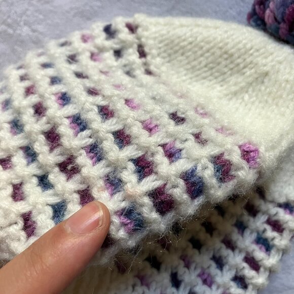 Handmade Baby Hat & Sherpa Slipper Socks Set Size 6-12M | Cream Pink Winter GUC - Picture 8 of 16